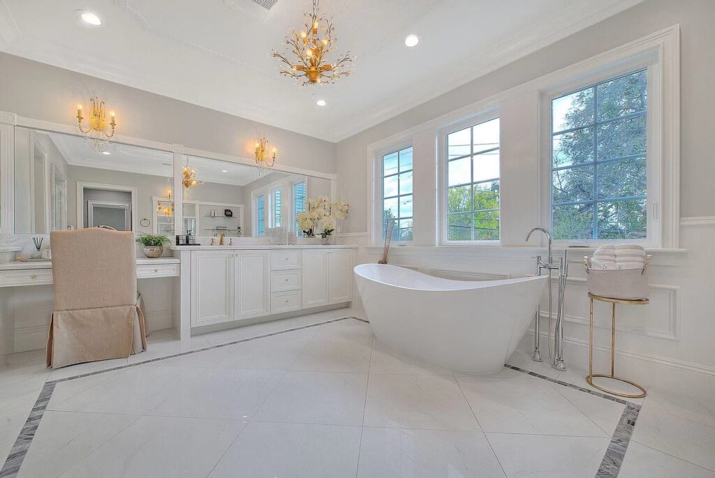 residential bathroom with white themed decor
